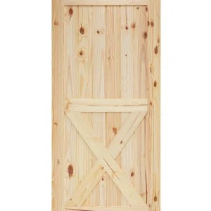 Half X-Brace V-Groove Knotty Pine Barn Door