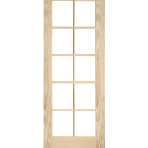10 Lite Solid Core Pine Wood Glass Panel French Interior Door