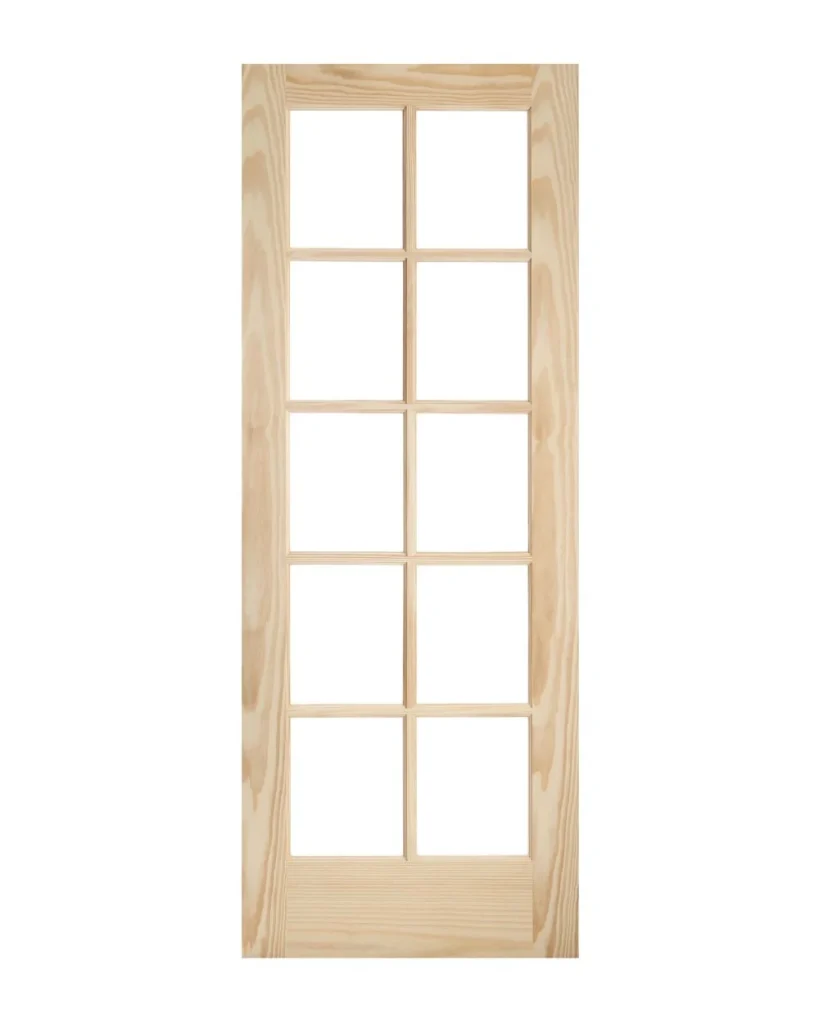 10 Lite Solid Core Pine Wood Glass Panel French Interior Door