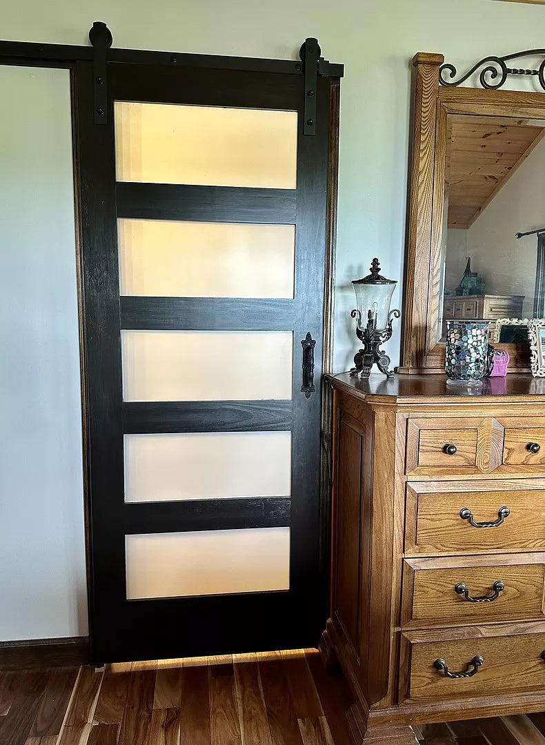 5 Frosted Glass Panel Shaker Style Wood Interior Door (Primed) - Image 8