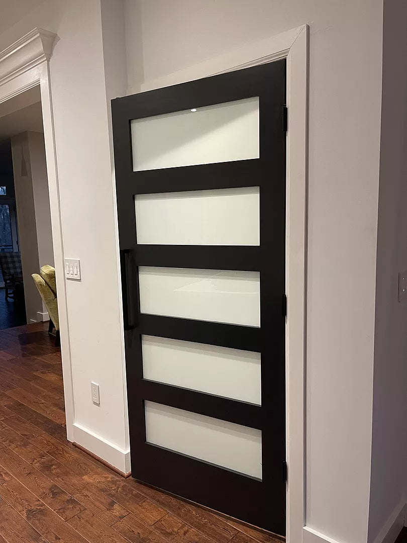 5 Frosted Glass Panel Shaker Style Wood Interior Door (Primed) - Image 10
