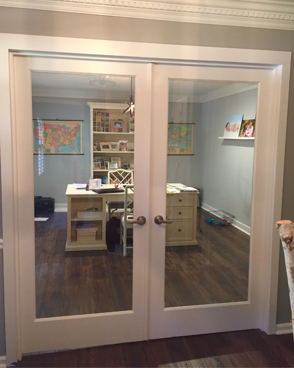 Single Lite Glass Panel Solid Core Pine Wood French Interior Door - Image 2